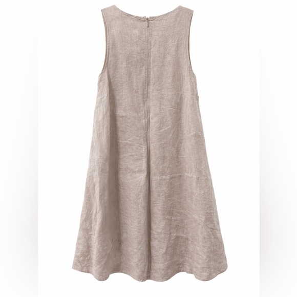 Vineyard Vines Linen Sleeveless Shift Dress Beige Size L - Picture 2 of 3